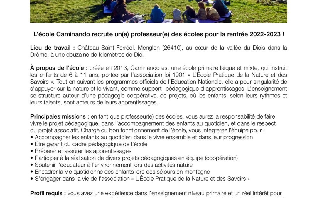 Offre emploi Caminando – Enseignement (1)