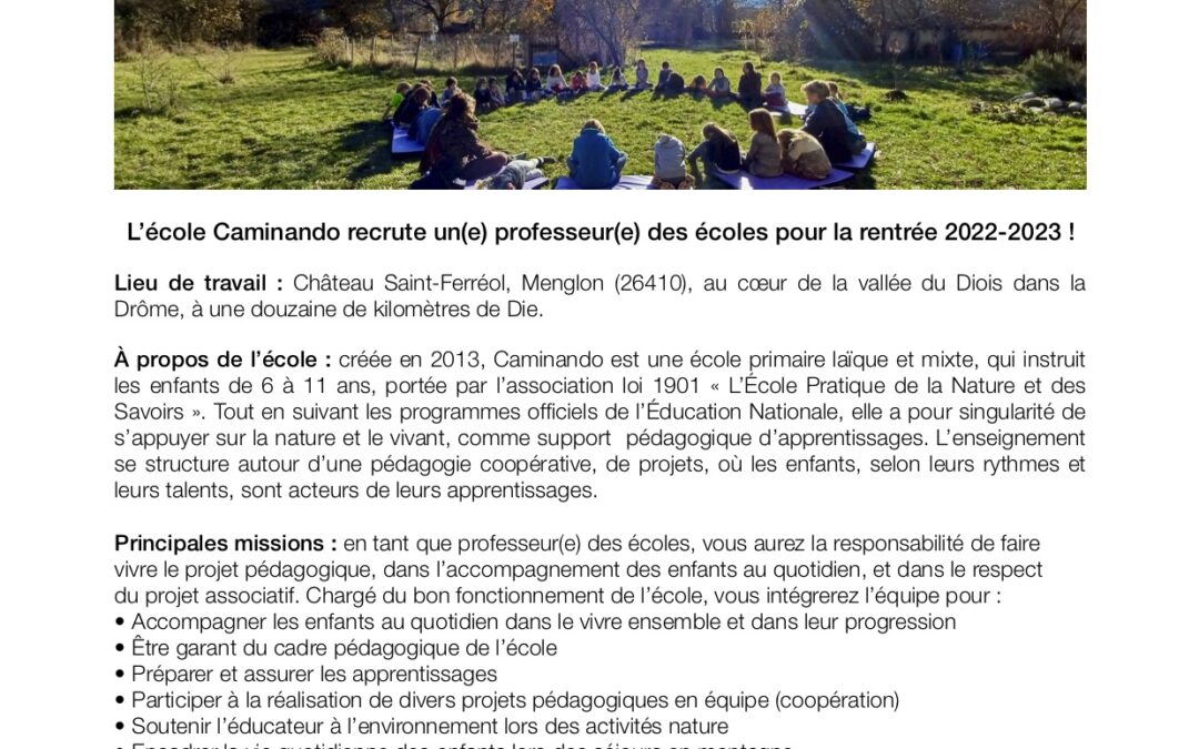 Offre emploi Caminando – Enseignement